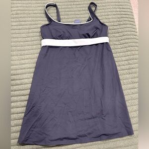 NWT Lands End Swim Dress Dresskini Tank Dress Black White Size 6
